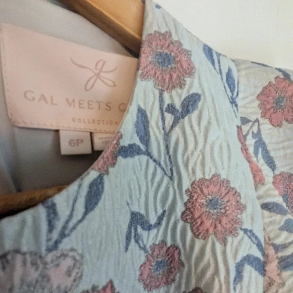 NWOT Gal Meets Glam Floral Lola Orange Silver Grey Lola Dress Fit Flare 6 Petite - Picture 7 of 9